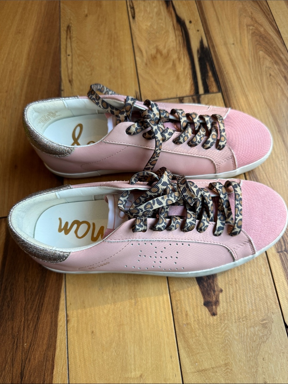 Sam Edelman Pink Sneakers with Leopard Print Laces